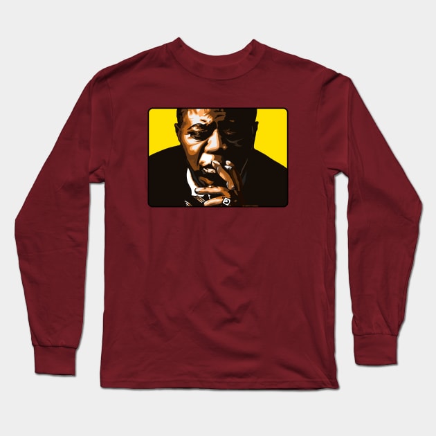 Jazz Genius Louis Armstrong Long Sleeve T-Shirt by FanboyMuseum